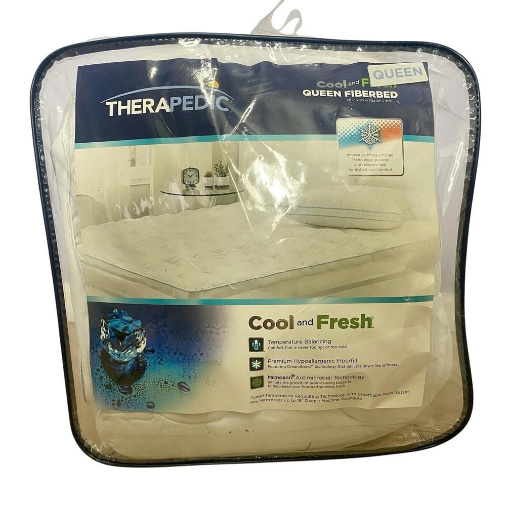 Therapedic Cool & Fresh Fiberbed, Mattress Topper,‎ Temperature Balancing, Queen